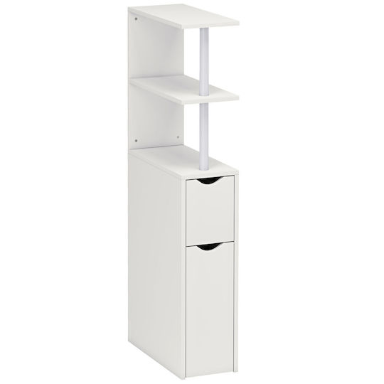 HomCom Στήλη Μπάνιου Δαπέδου Μ20xΒ45xΥ115cm Λευκή