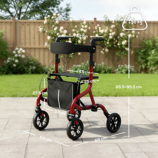 HomCom Klappbarer Rollator Aluminium Rote
