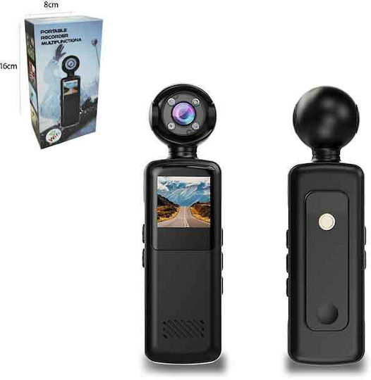 017215 Action Camera Full HD (1080p) με Οθόνη Μαύρη