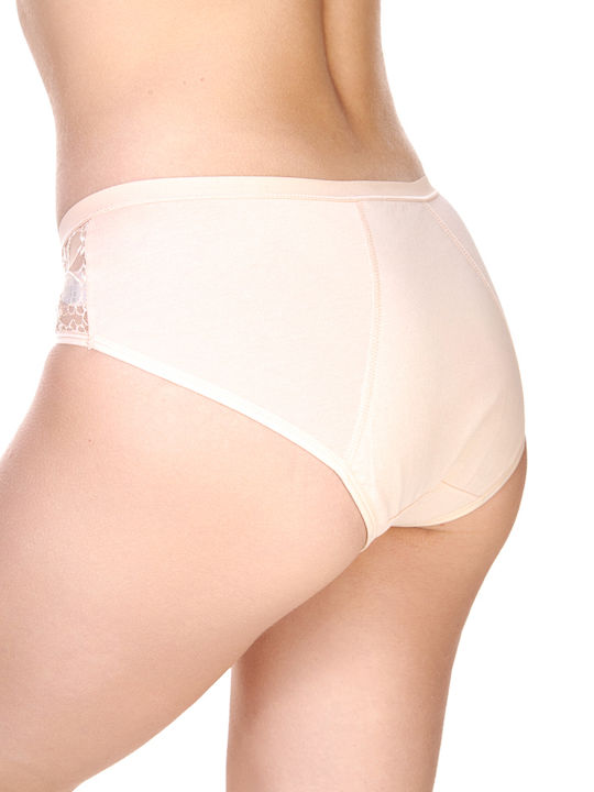 Damen Slip mit Spitze Beige