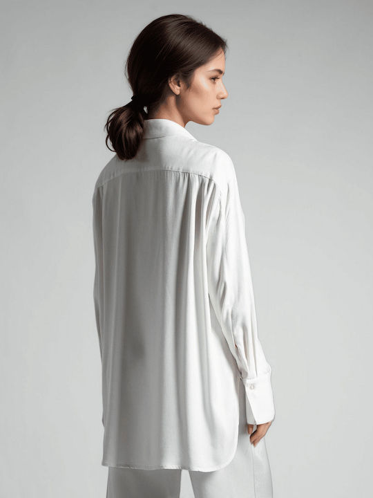 Women's Denim Long Sleeve Shirt Ecru