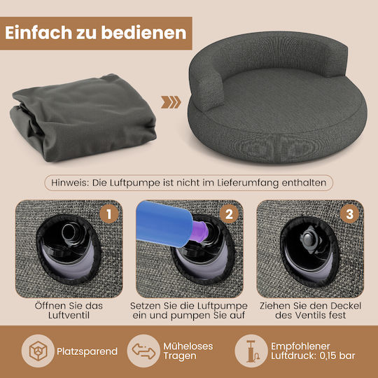 Bean Bag Chair Sofa Inflatable Grey 61x164x160cm