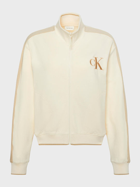 Women's Cardigan with Zipper Antique White