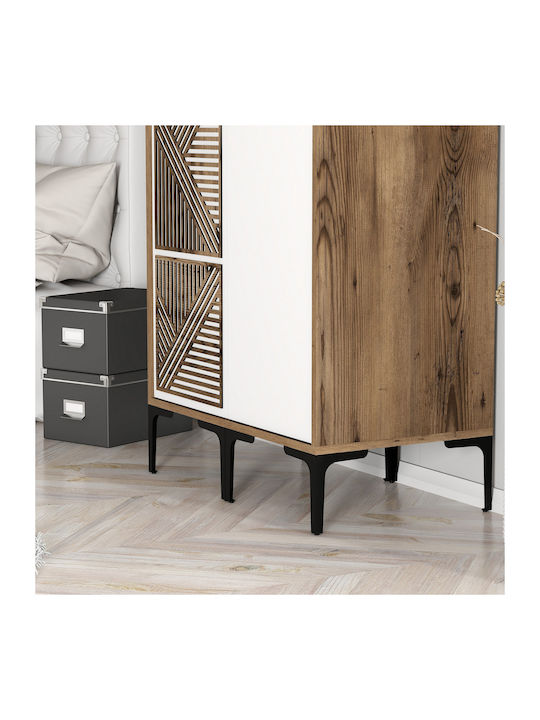 Wardrobe Double Door Walnut White 80x47x201cm