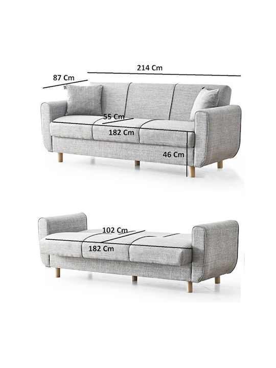 Sofa Set 3+1 Storage & High Comfort Dark Gray 214 X 87x46cm