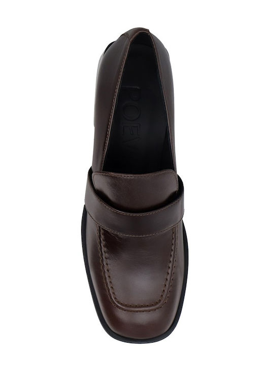 Δερμάτινα Γυναικεία Loafers σε Καφέ Χρώμα