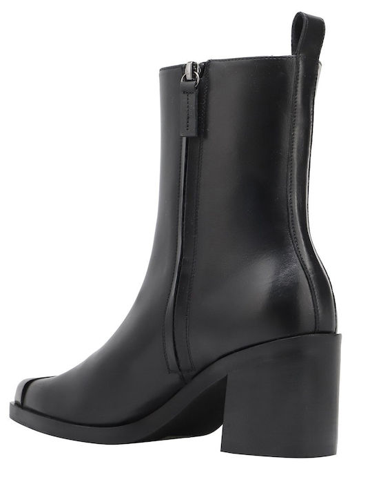 Leder Stiefeletten Damen Schwarz