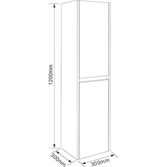 Inter Ceramic Badezimmersäule Wandhängeschrank H30xB30xH120cm Braun