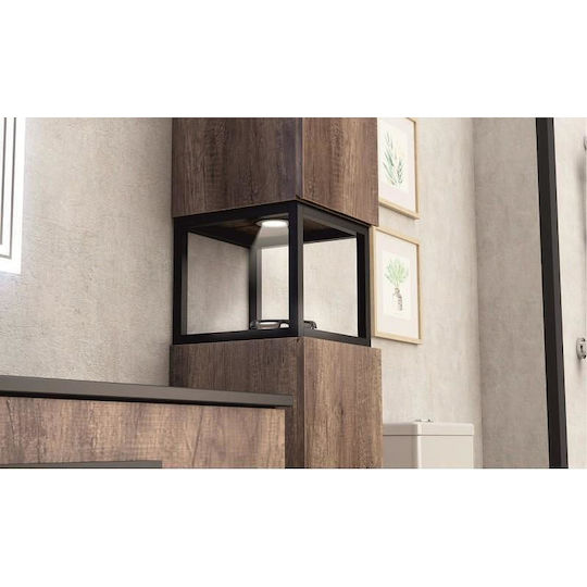 Inter Ceramic Wall Hung Cabinet Bathroom Column Cabinet L30xD30xH125cm Brown