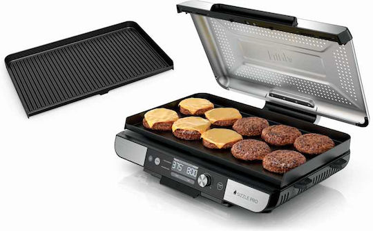 Ninja Sizzle Pro Xl Tabletop Electric Grill Grate 1800W Inox with Lid and Adjustable Thermostat