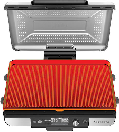 Ninja Sizzle Pro Xl Tabletop Electric Grill Grate 1800W Inox with Lid and Adjustable Thermostat