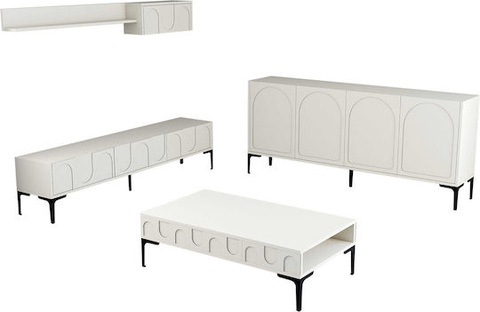 SteweHome Studentenmöbel-Sets Wohnzimmer 3 Stück Creme Schwarz