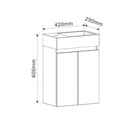 Inter Ceramic Compact Waschtisch mit Waschbecken L42xB25xH60cm Braun