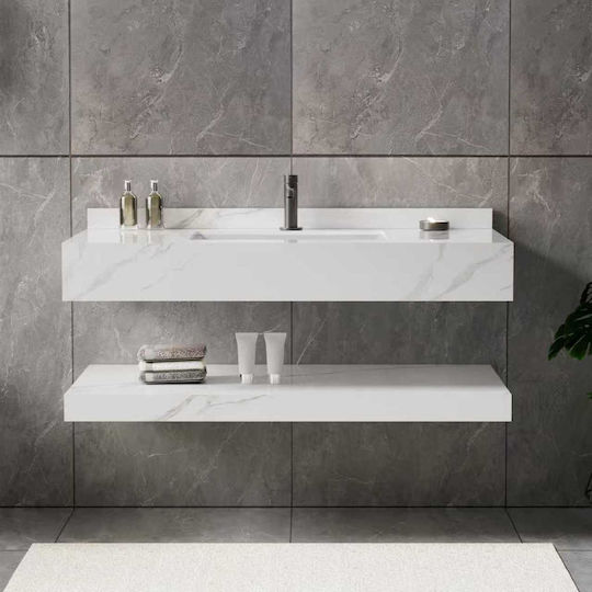 Σετ Επιτοίχιος Πάγκος Νιπτήρας Bianco Marble 100x50cm