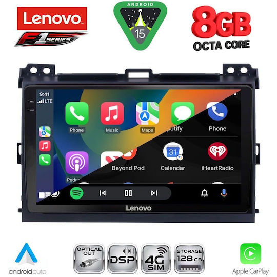 Lenovo Ηχοσύστημα Αυτοκινήτου για Toyota Land Cruiser 2002-2008 (Bluetooth/USB/WiFi/GPS/Apple-Carplay/Android-Auto) με Οθόνη Αφής 9"