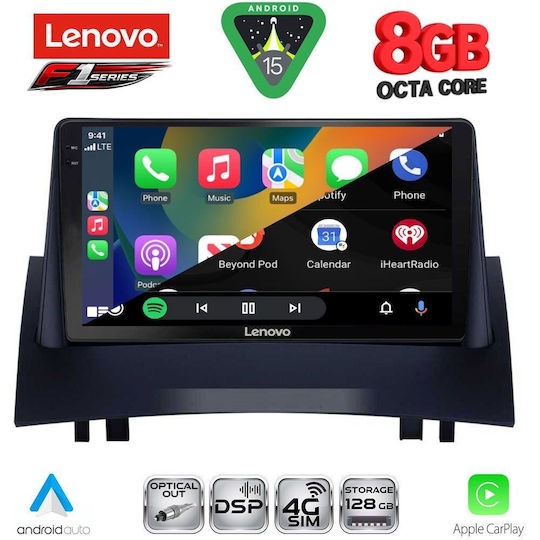 Lenovo Ηχοσύστημα Αυτοκινήτου για Renault Megane 2002-2008 (Bluetooth/USB/WiFi/GPS/Apple-Carplay/Android-Auto) με Οθόνη Αφής 9"