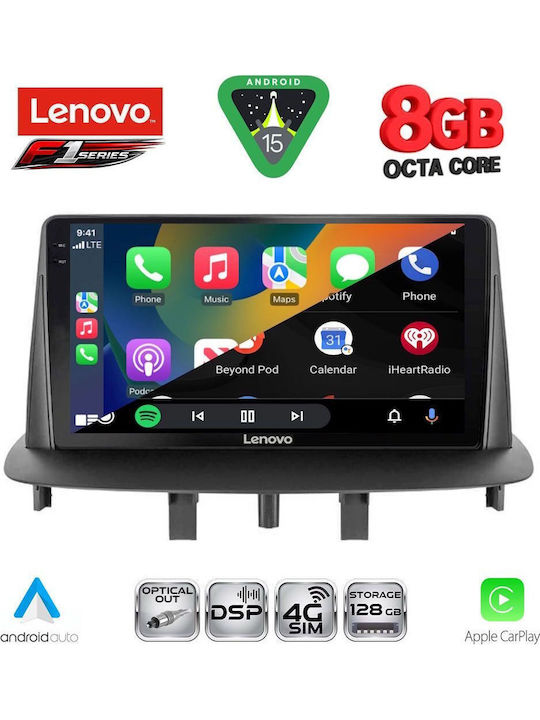 Lenovo Car Audio System for Renault Megane 2009-2016 (Bluetooth/USB/WiFi/GPS/Apple-Carplay/Android-Auto) with Touch Screen 9"