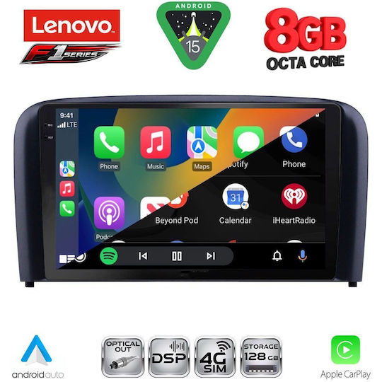 Lenovo Ηχοσύστημα Αυτοκινήτου για Volvo S80 1998-2006 (Bluetooth/USB/WiFi/GPS/Apple-Carplay/Android-Auto) με Οθόνη Αφής 9"