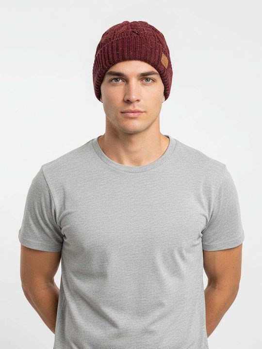 Beanie Männer Beanie mit Strickmuster in Burgundisch Farbe