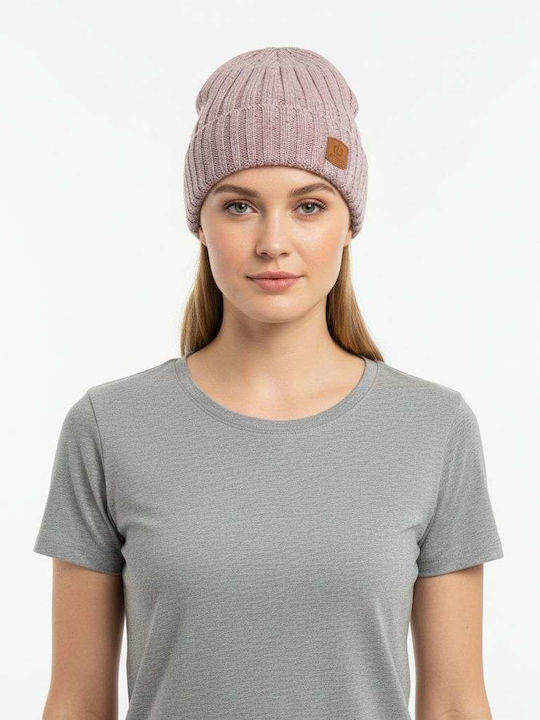 Beanie Frauen Beanie mit Rippstrick in Rosa Farbe