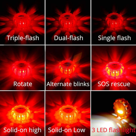 Autoline LED Safety Beacon Red & White Light AAA Battery Operation Magnet Hook