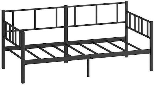 Μεταλλικό Daybed Μαύρο Μονό 90x190 – Πολυλειτουργικό Κρεβάτι 100x200 Cm