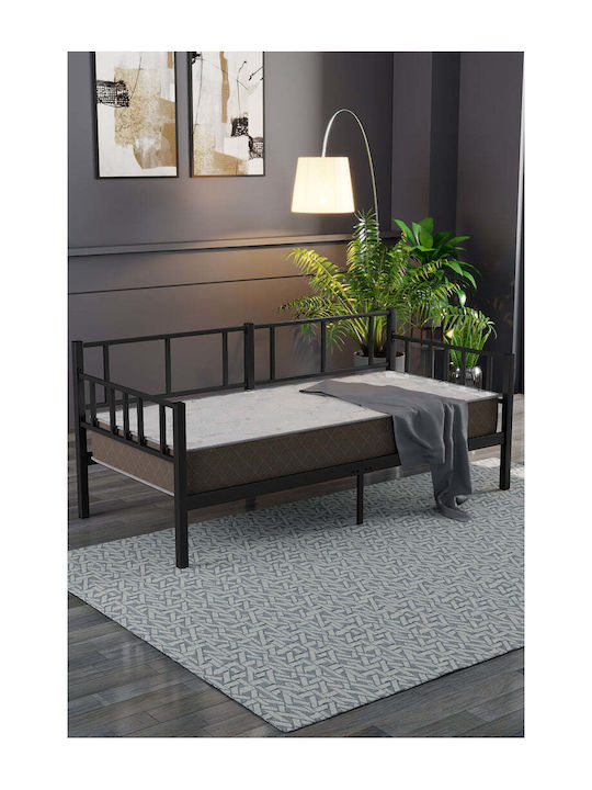 Μεταλλικό Daybed Μαύρο Μονό 90x190 – Πολυλειτουργικό Κρεβάτι 100x200 Cm