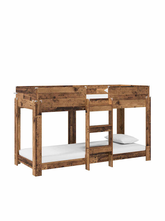 Kids Bed Bunk Single Brown for Mattress 80x190cm