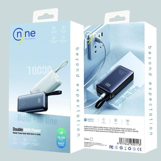 Nine Y369 Power Bank 10000mAh 22.5W με Θύρα USB-A Μωβ