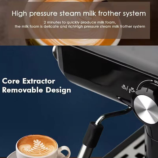 Raf Retro Style Μηχανή Espresso 850W Πίεσης 15bar Μαύρη