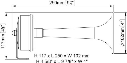 Marco Cornă Trompetă 114db 12v 250mm Albă Tce