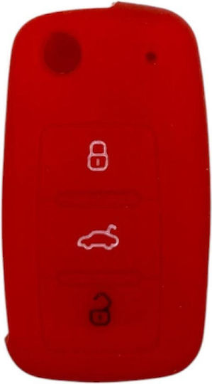 Silicone Case Key Group Vag 3 Buttons Red