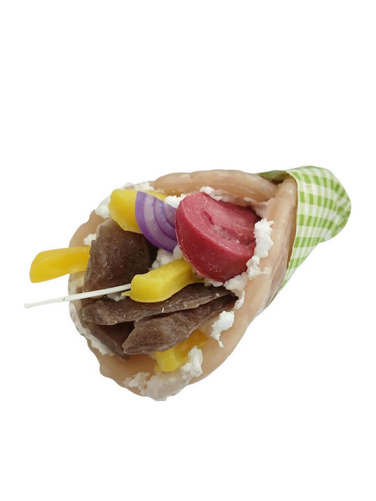 Humorous Funny Easter Candle 18cm Souvlaki Pita Gyros Green Napkin Lab-10601