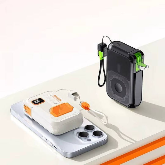 Nine G35 22.5w Wireless Fast Charging MagSafe Power Bank 2x Type-c Lightning Ports 10000mah Beige Orange
