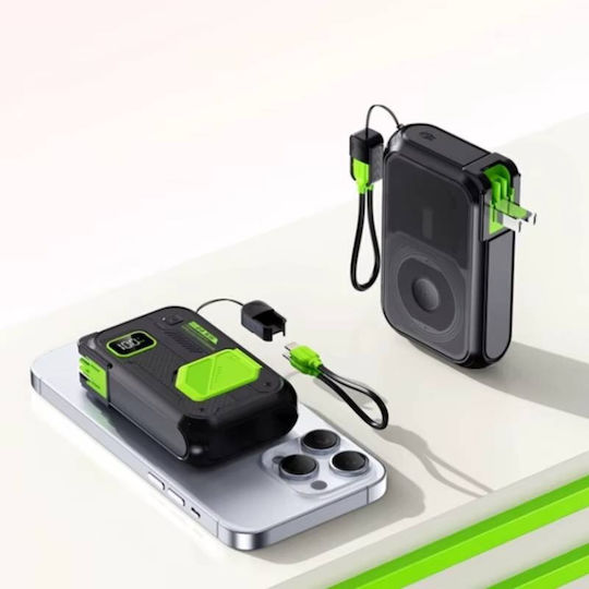 Nine G35 22.5w Wireless Γρήγορη Φόρτιση Magsafe Power Bank 2x Θύρες Type-c Lightning 10000mah Μπεζ Μωβ