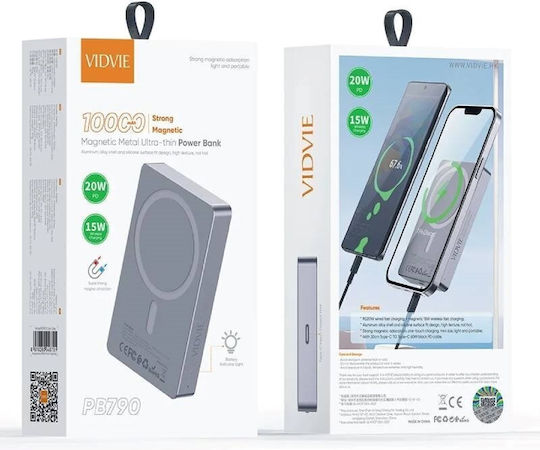 Vidvie Pb790 Power Bank 10000mAh 20W Magnetic Wireless Charging Grey