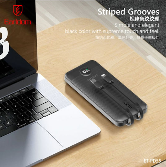 Earldom Pd55 Power Bank 10000mAh 22,5W Schnelles Aufladen 4in1 Kabel Type-c & Lightning