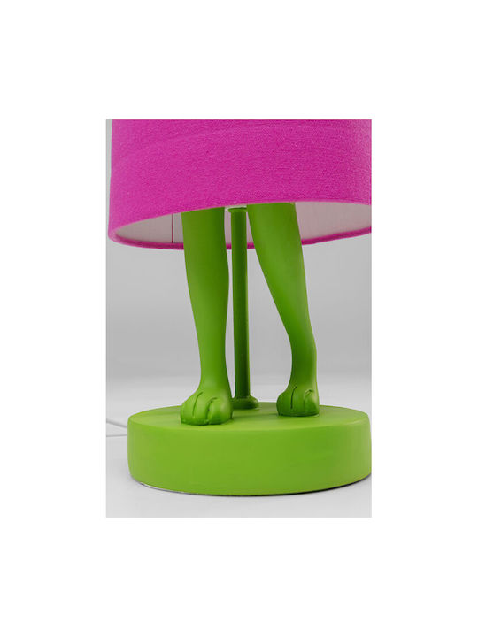 Kare Design Metal Lampă de masă cu Abajur Roz și Bază Verde