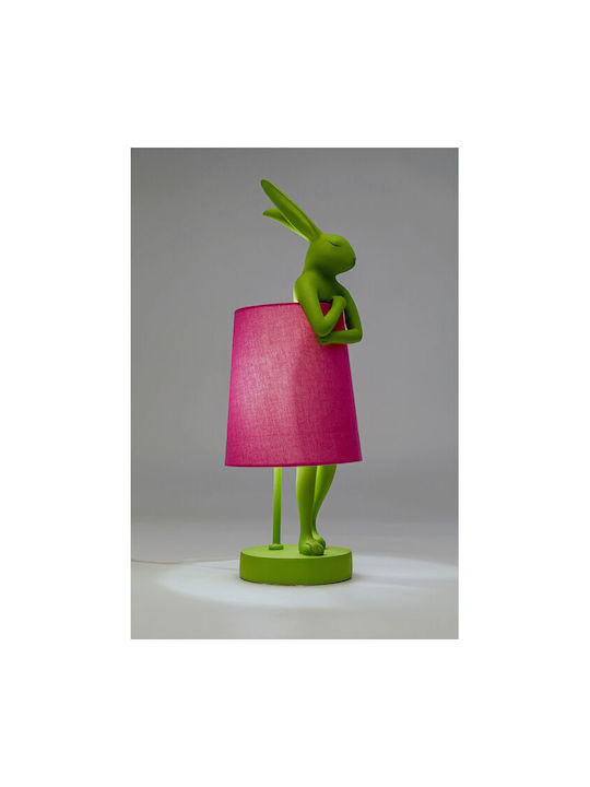 Kare Design Metal Lampă de masă cu Abajur Roz și Bază Verde