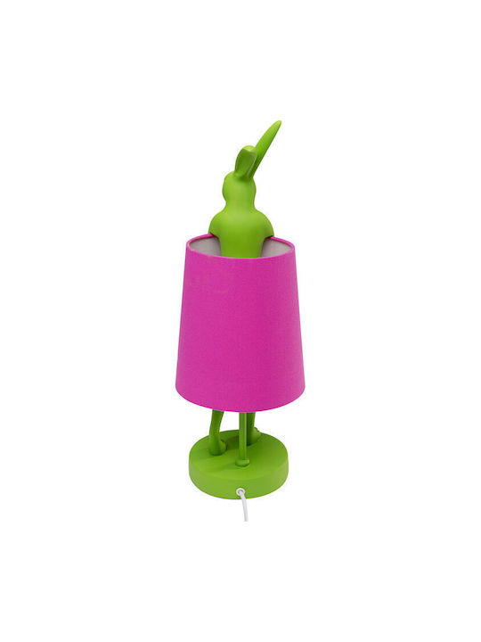 Kare Design Metal Lampă de masă cu Abajur Roz și Bază Verde