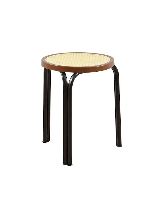 Stool For Kitchen Wicker Beige / Black 35x35x45cm