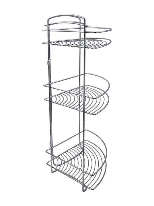 Klikareto 700-00197 Corner Wall Mounted Bathroom Shelf Metallic with 3 Shelves 32x23x60cm Silver