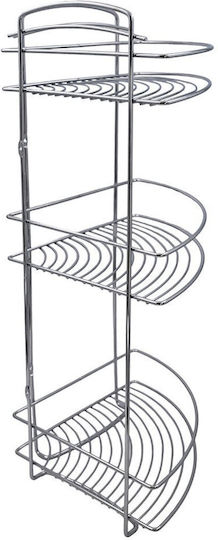 Klikareto 700-00197 Corner Wall Mounted Bathroom Shelf Metallic with 3 Shelves 32x23x60cm Silver