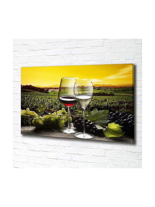 Panou De Perete Pânză Decorațiune Interioară Vin Struguri 100x70 Cm