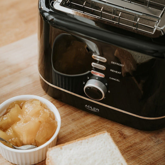 Adler Toaster 2 Schlitze 850W Schwarz
