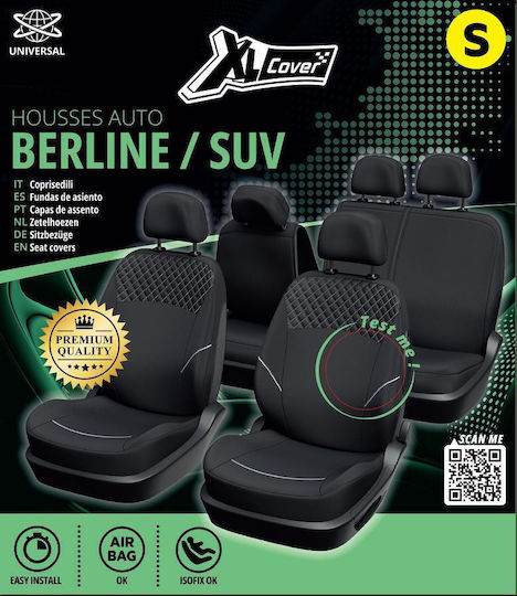 XL Cover Set Car Seat Covers 10 Pieces Polyester Complete Set Special Sedan SUV Black Car Covers 167005