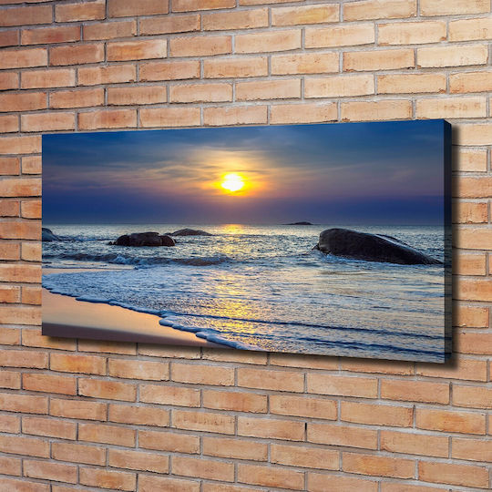 Canvas Painting House Elegant Decoration Sunset Sea 120x60 Cm