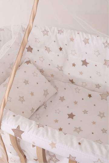 Baby Cradle Set with Lace Natural Wood Design White Star 95x65x85cm
