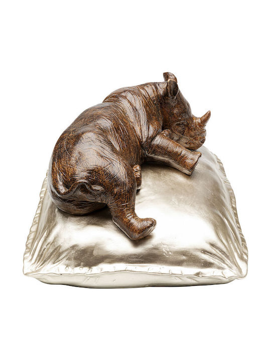 Decor Pentru Masă Sleeping Rhino Auriu Maro 37x32x21cm
