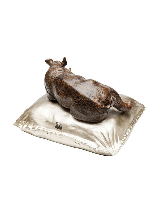 Decor Pentru Masă Sleeping Rhino Auriu Maro 37x32x21cm